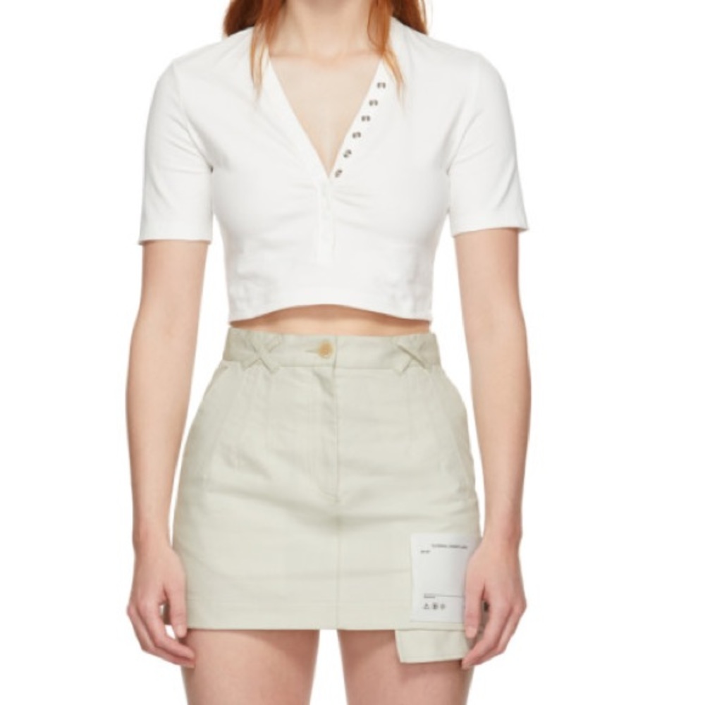 Alexander Wang button up snap white crop top